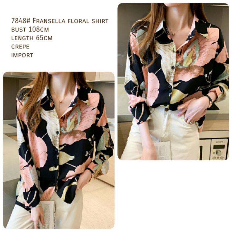 MDLV ~ 7848# Fransella Floral Shirt Kemeja Bunga Import