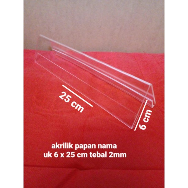 

akrilik papan nama meja/name tag 25 x 6 cm