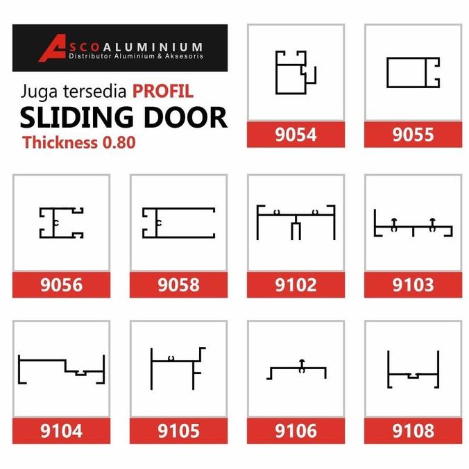 Aluminium / Alumunium Ambang Bawah Profile 9058 Sliding Door