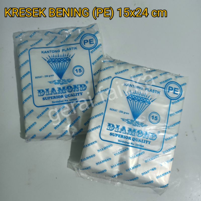 Kantong Kresek PE Bening ukuran 15 kresek Diamond bening 15