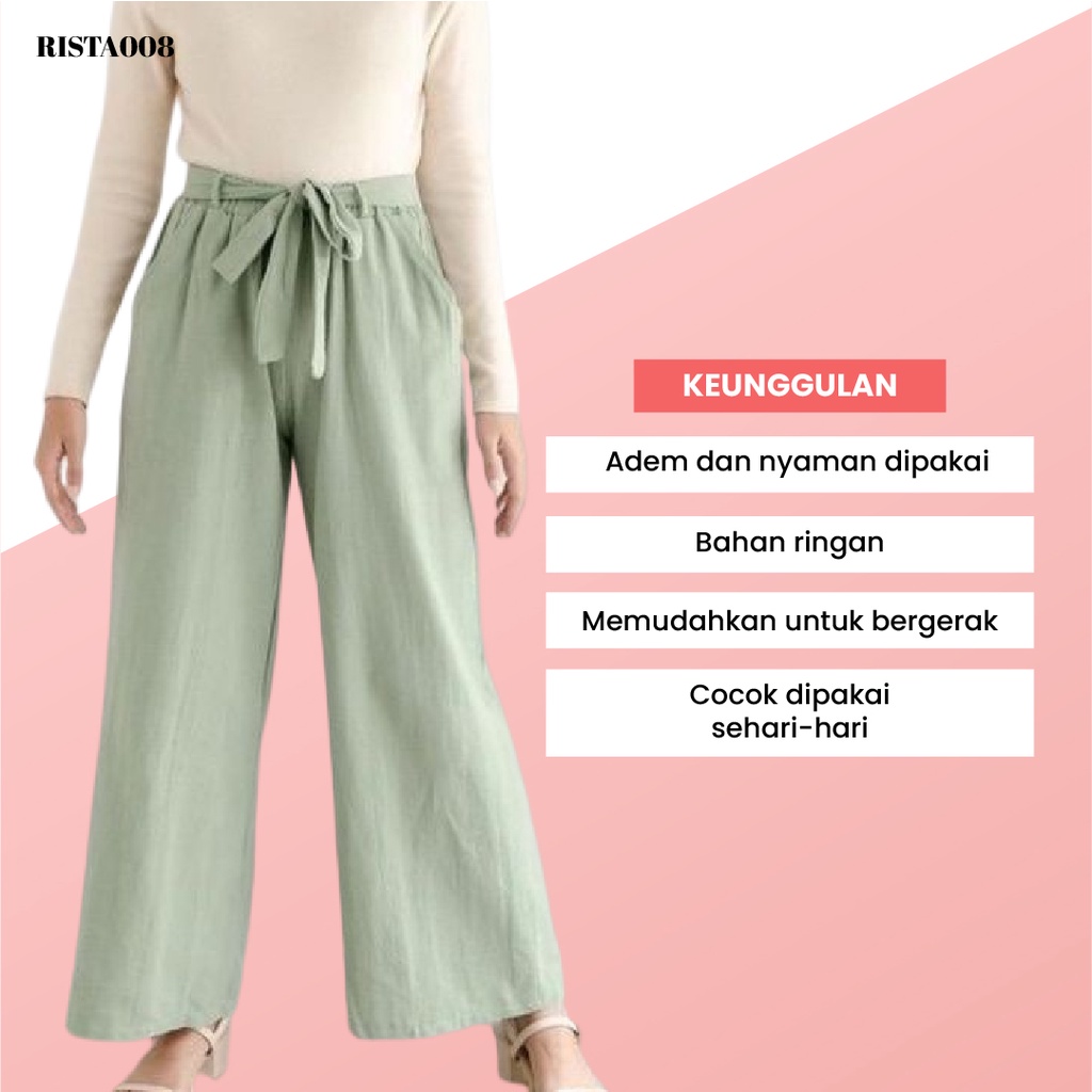 Highwaist Pants Kulot Linen Angel Celana Panjang Wanita Kekinian Outfit Kekinian Terbaru