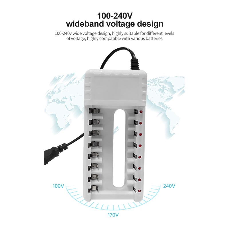 PUJIMAX-Pengisi daya baterai universal, 8 slot, pengisi daya baterai AA / AAA Ni-MH/ni-cd, colokan Eropa