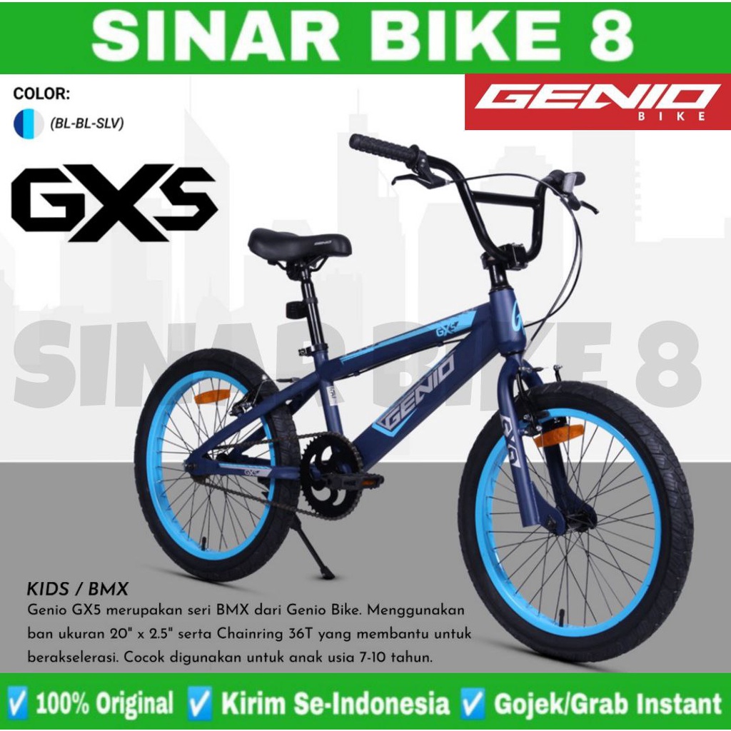 Sepeda Anak Laki laki Ukuran 20 Inch BMX GENIO GX 5 Ban 2.40