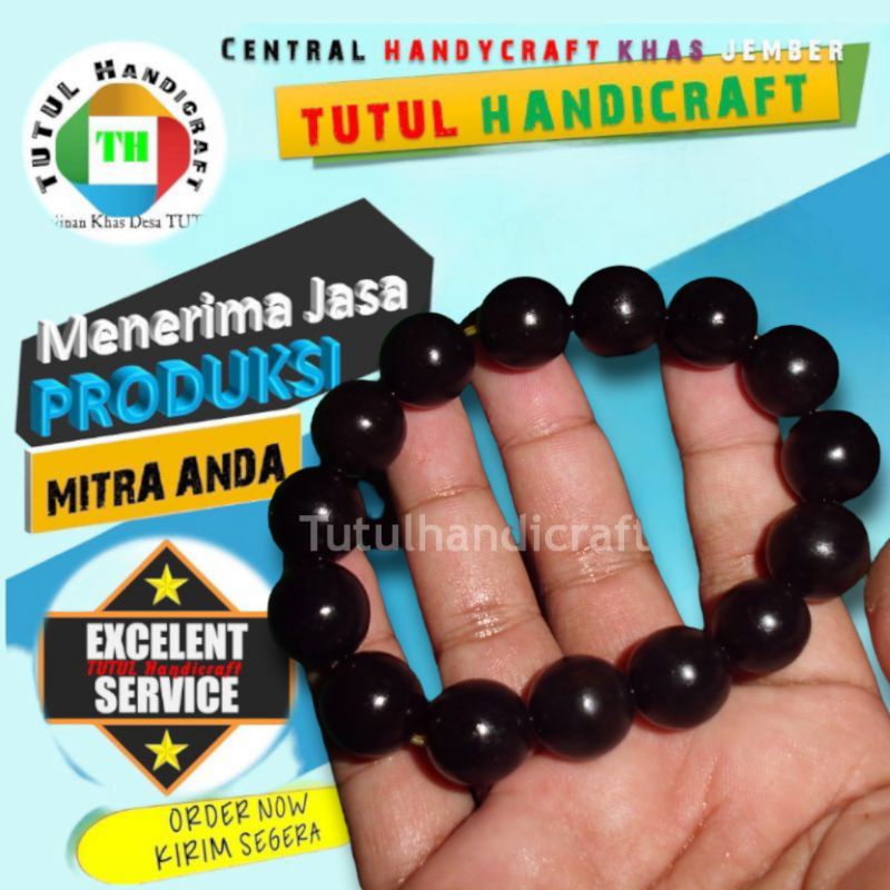 Gelang Kayu Akar Nagasari Hitam Alami Ukuran 15 mm
