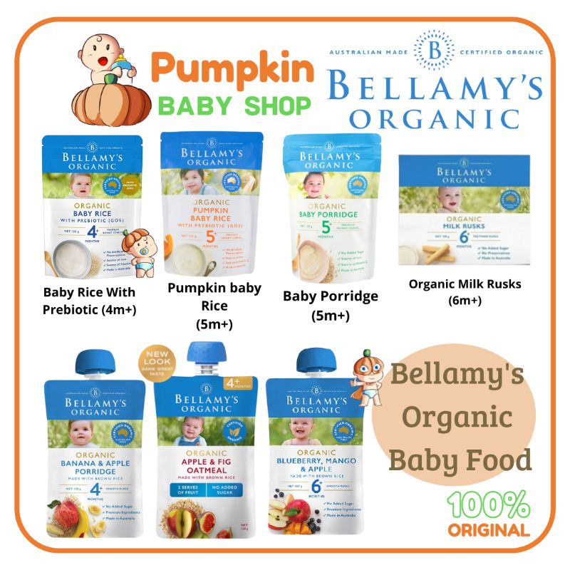 Bellamys Organic Baby Porridge / Bubur Bayi Organik / Milk Rusks