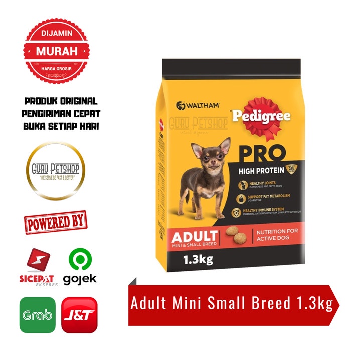 PEDIGREE PRO High Protein Adult Mini Smallbreed 1.3kg Makanan Anjing