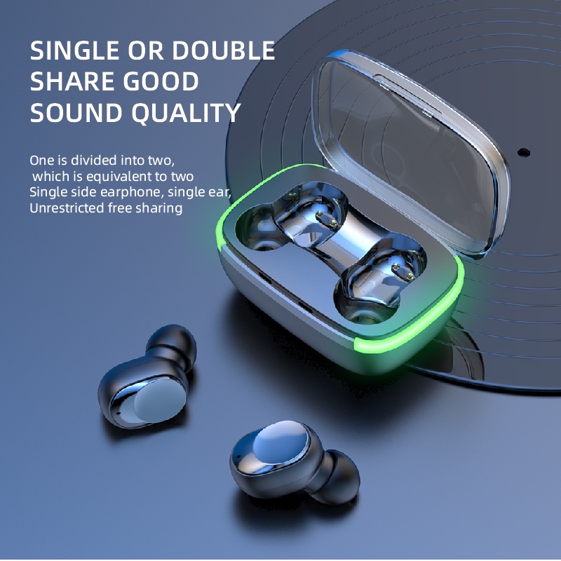 (COD) Y60 tws earphone bluetooth with mic Sport Waterproof Headset gaming Bluetooth 5.1 Touch Control HiFi Stereo Portable