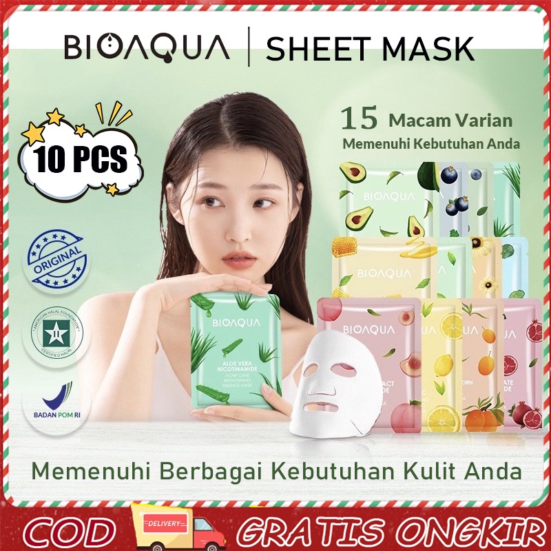 Jual Bioaqua Sheet Mask Hydrating Essence Masker Wajah 10pcs Face Mask