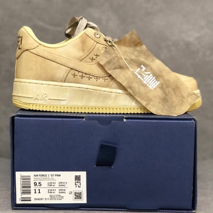 Sneakers Sepatu Nike Air Force 1 Low Nai-Ke Tan Canvas Branded