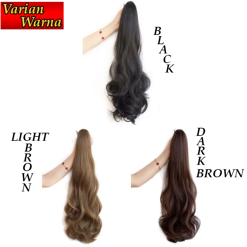 Rambut Palsu Hairclip/Hair Clip Panjang Bergelombang Fashion Wanita Natural Hair Women's Long Curly