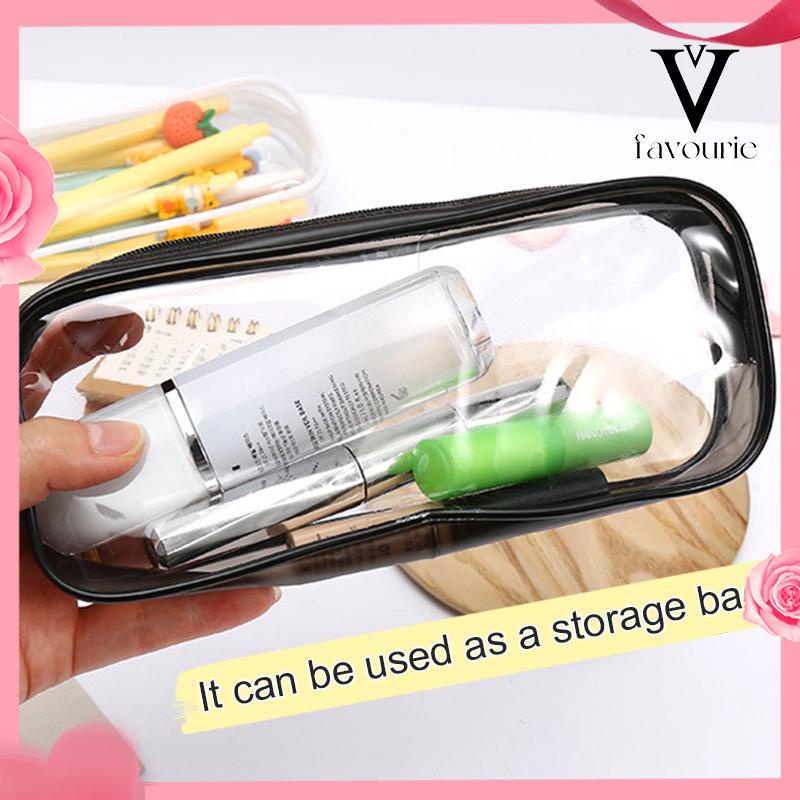 CODDecompression Primary Middle School Students Competition Rotating Pen Can Write Student Rotating PenTransparent PVC Student Stationery Zipper Pen Bag Travel Portable Toiletry Makeup Storage Bag-FA