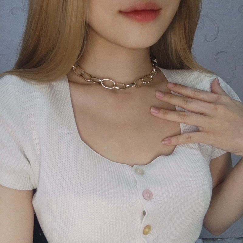 Kalung Rantai Oval Besar Tebal Bold Chain Necklace Retro