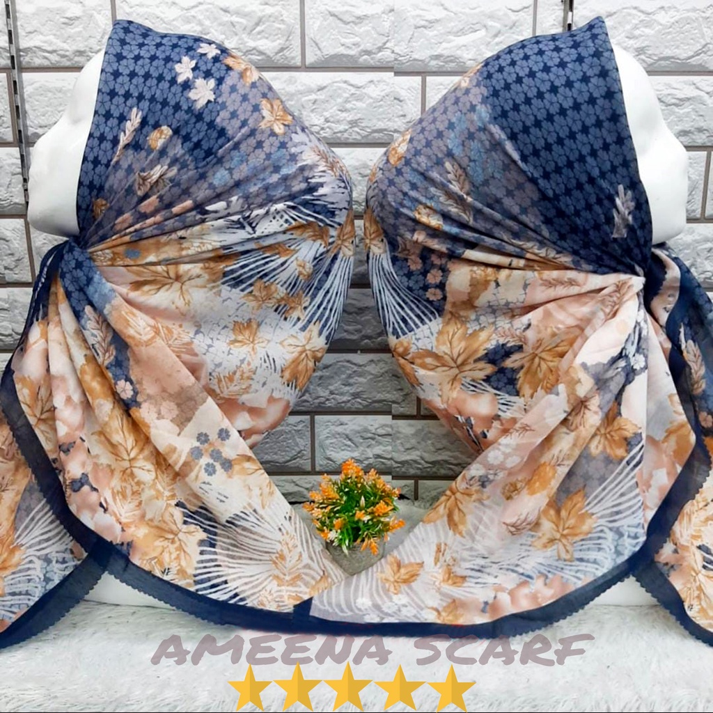 HIJAB SEGI EMPAT JUMBO 130X130/SEGI EMPAT VOAL MOTIF PREMIUM/KERUDUNG SEGI EMPAT TERBARU TERMEWAH/VI