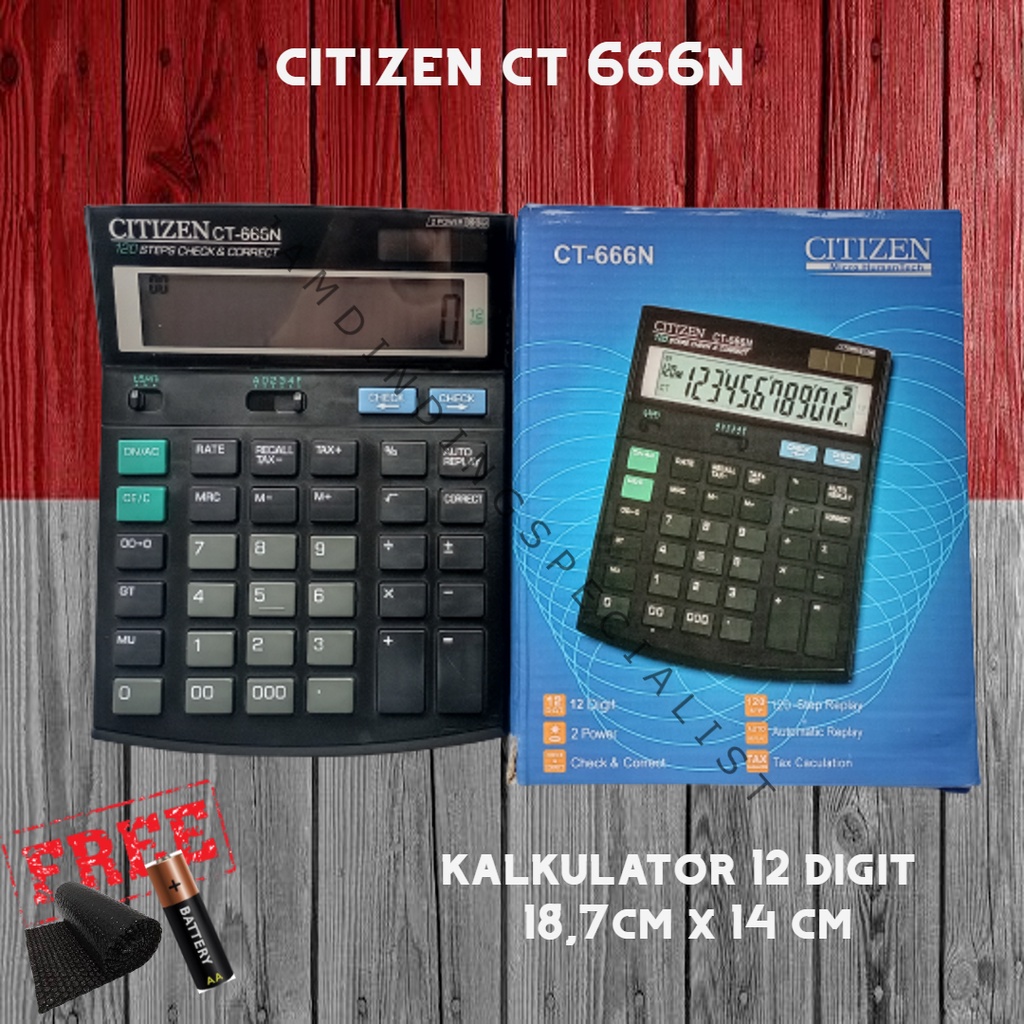 

Kalkulator Mesin Hitung Besar Kantor Dagang Sekolah 12 Digit 18,7cm X 14cm CT 666N