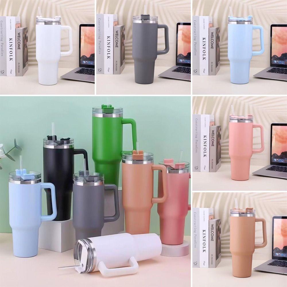 Preva Mug Tumbler Portable Dengan Tutup Sedotan With Handle Termos Botol Air
