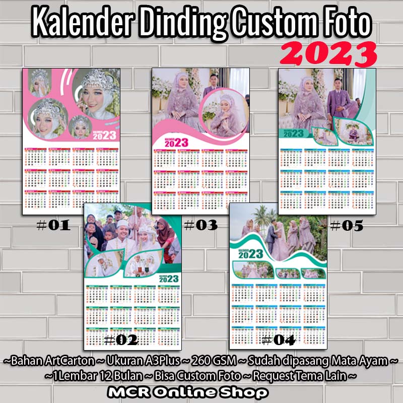 

Kalender Custom Foto 2023 Kalender plus gantungan eyelet Kolase