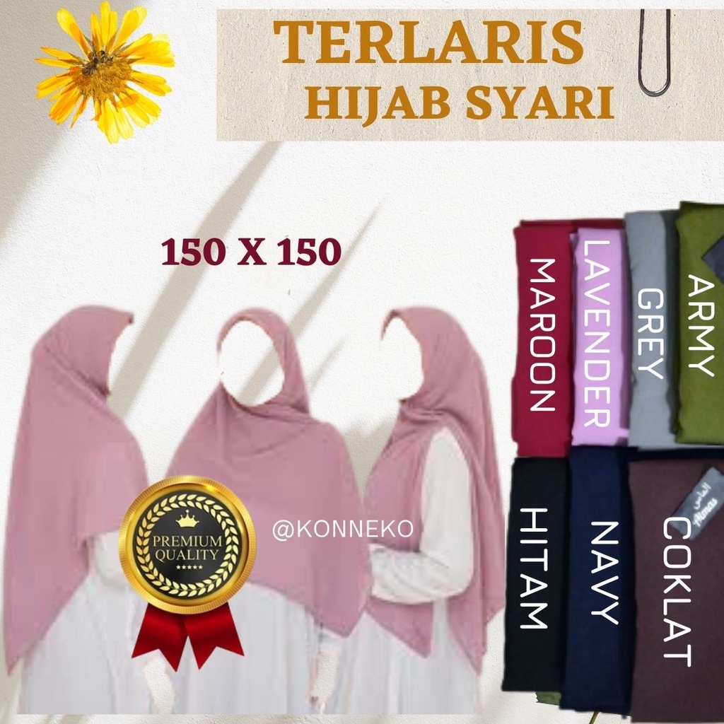 Jilbab Segi Empat Wolfis  Polos Jumbo 150 x150 cm Almas Kualitas Premium muslim / fashion muslimah H