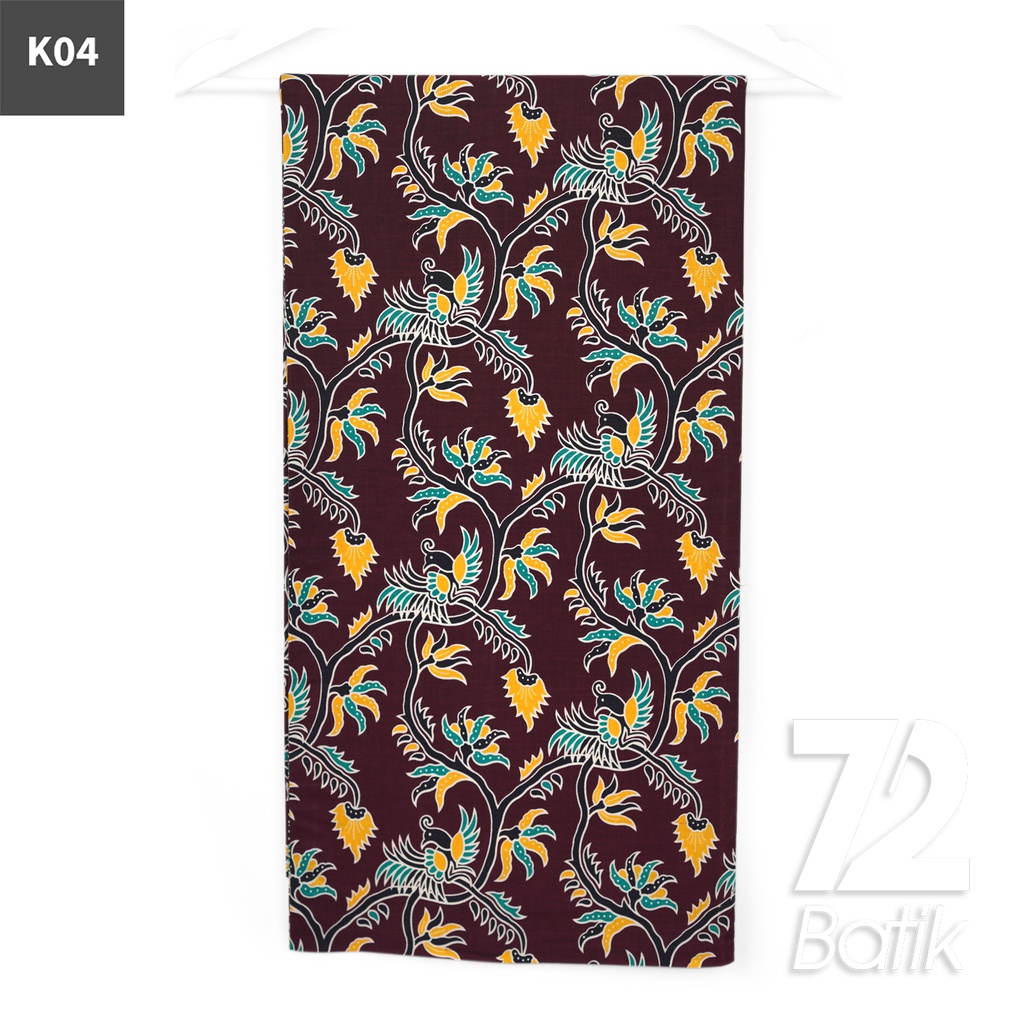 KAIN BATIK KATUN Premium Motif Burung Ekor Pendek Warna Merah 723043 Cap 72IL Jarik Jarit Samping Kebat Panjang Batik Katun Modern Premium Bahan Seragam Batik Pernikahan Kantor Keluarga Murah Kamen Jadi Batik Bali Lembaran