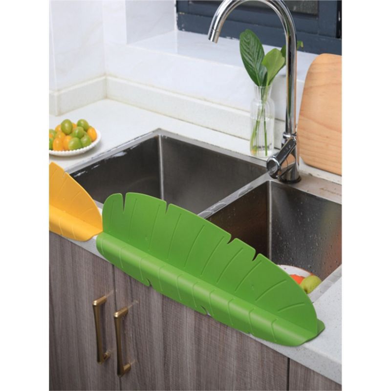 MJ88 Papan Penghalang Cipratan Air Bahan Silikon Motif Daun Pisang Untuk Wastafel Dapur Super Murah