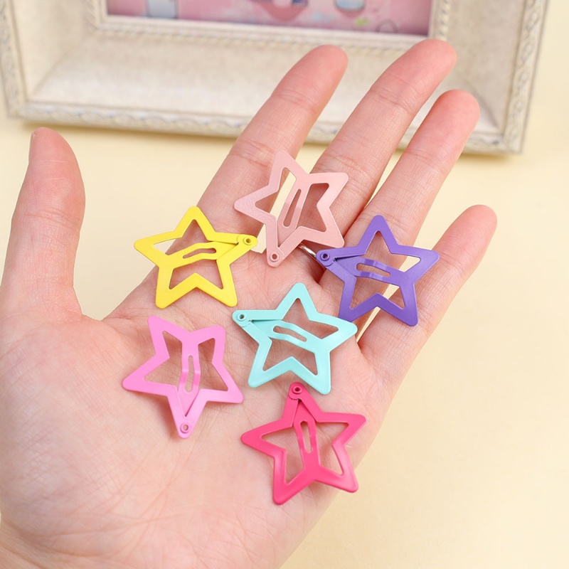 4/6pcs Permen Warna Gadis Logam Hiasan Kepala Elegan Ponytail Hias Jepit Rambut Pentagram Kupu-Kupu Styling Alat Lucu Anak Klip Rambut