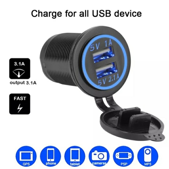 SGA Dual USB Charger 3.1 A Tahan Air Motor Mobil Truk