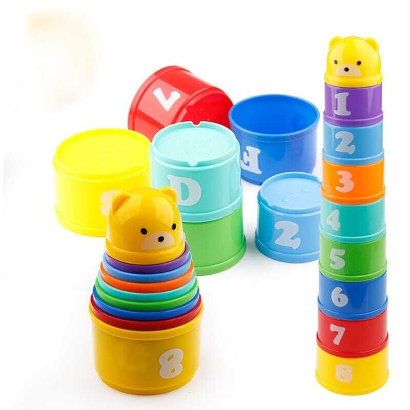 HARKO Mainan Edukasi Anak Tumpuk Cangkir Stack Cup Tower 9PCS - 010