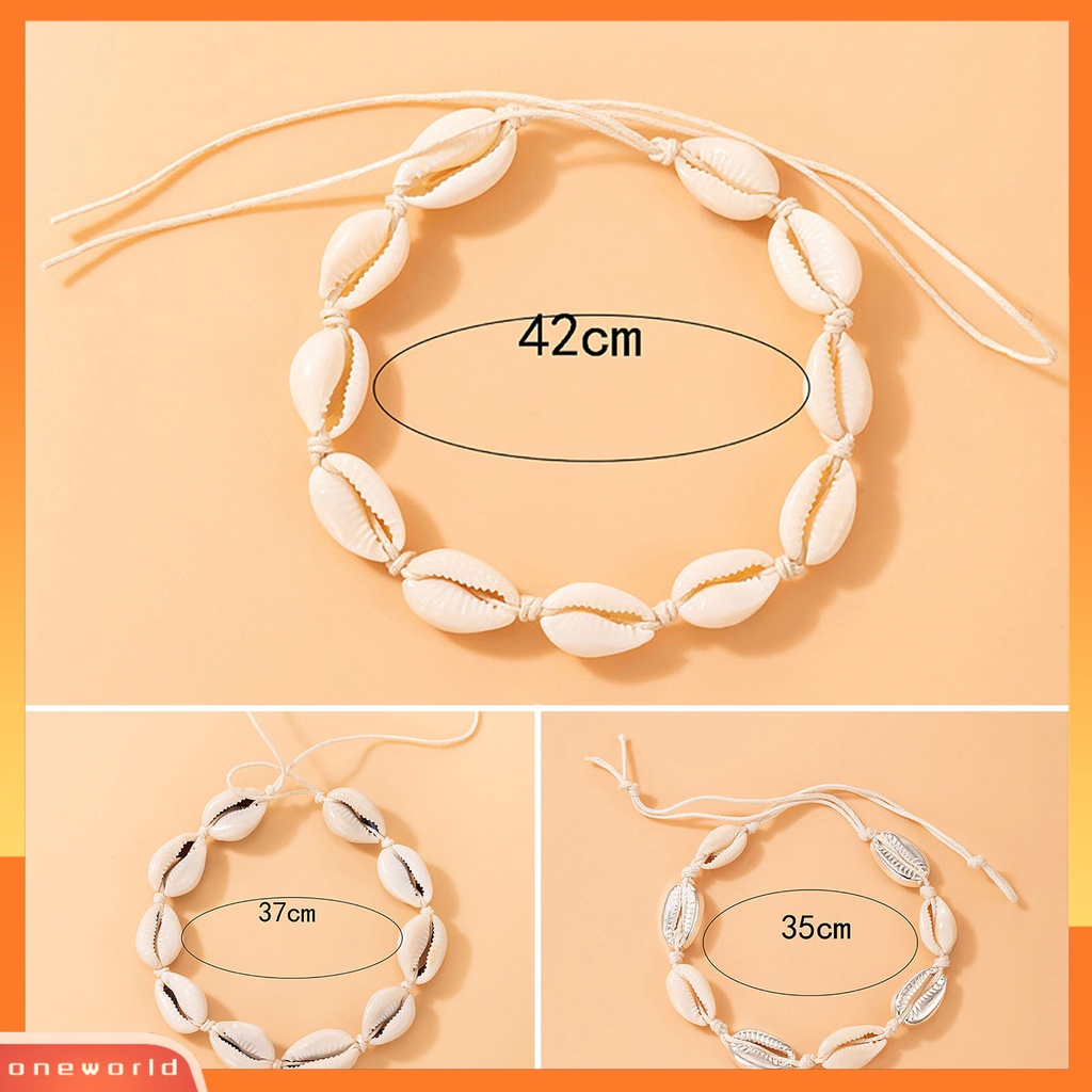 [WONE] Gelang Kaki Wanita Model Kerang Simple Braided String Ankle Chain Untuk Pakaian Sehari-Hari