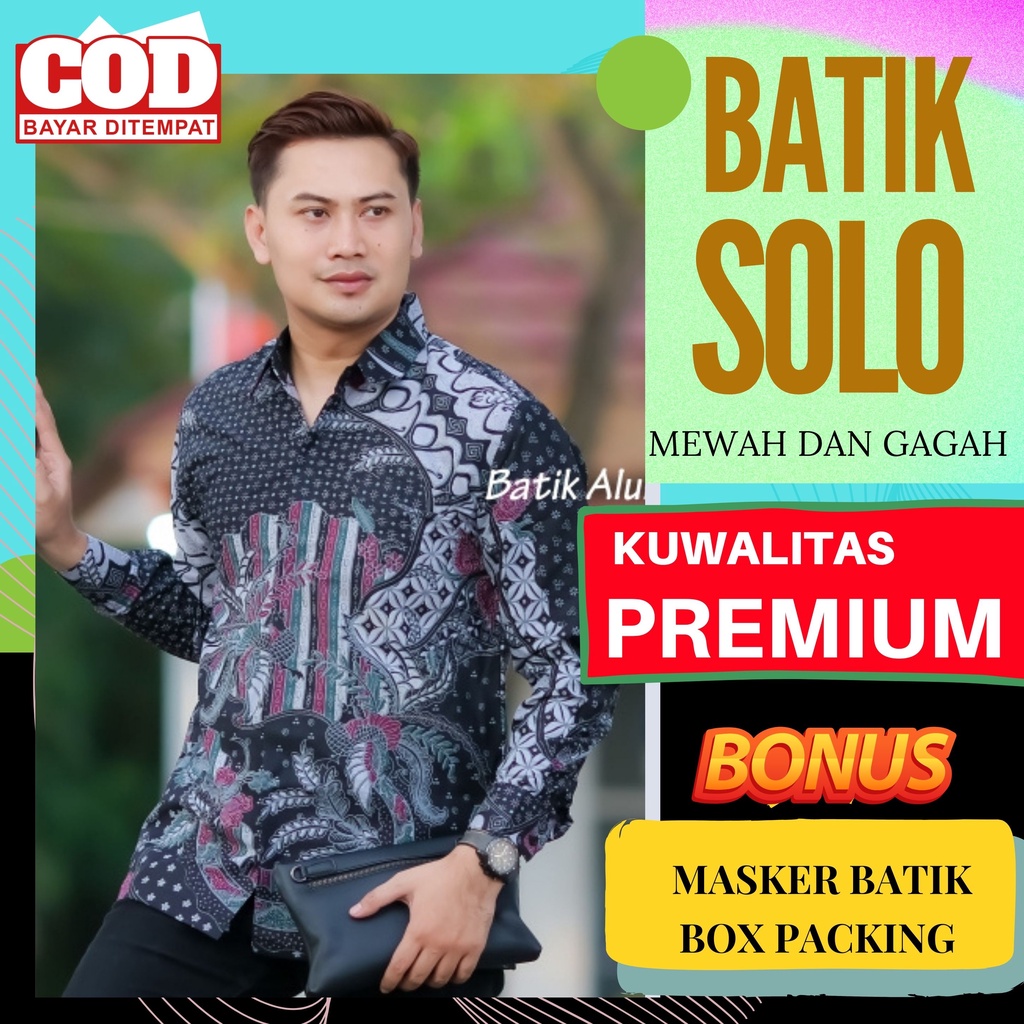 Kemeja Baju Batik Aluna Pakaian Pria Lengan Panjang Katun Premium Furing Reguler Fit Atasan Cowok Mo