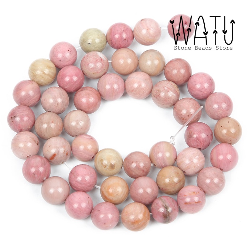 Manik Batu Pink Rhodonite Natural Asli Bahan Gelang