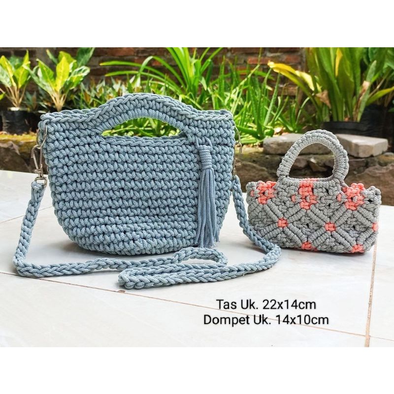 Jual Tas Rajut Motif Oval Tas Macrame Handmade Model Selempang Terbaru ...