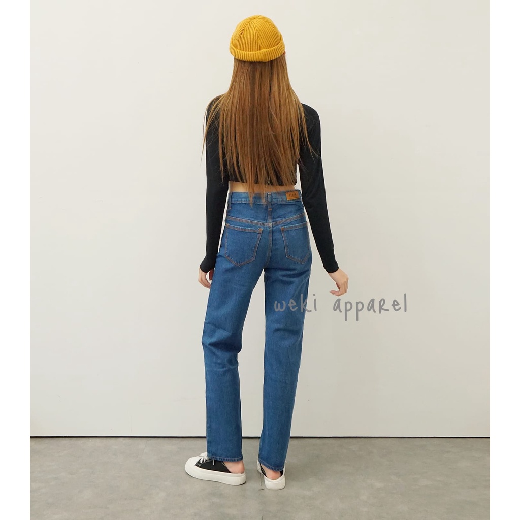 Jeans Boyfriend Wanita Highwaist BioWash Blue