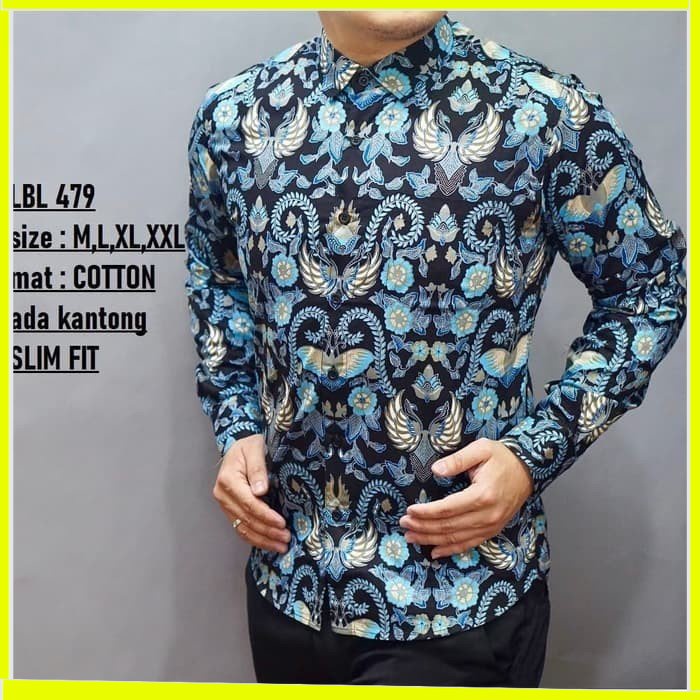 KEMEJA PRIA BATIK LENGAN PANJANG HEM BAHAN KATUN HALUS 40S LBL 479 MEWAH PREMIUM BAJU ELEGANT SIZE M L XL  SKU MS JAKARTA