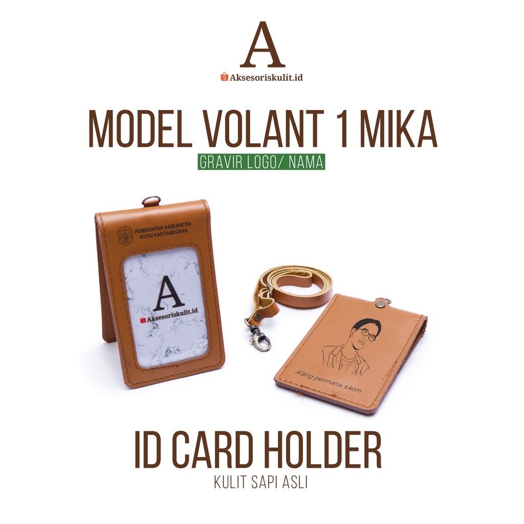 Id Card Holder Custom Volant 1 Mika - Id Card Holder Kulit Sapi Asli Bisa Grafir Nama