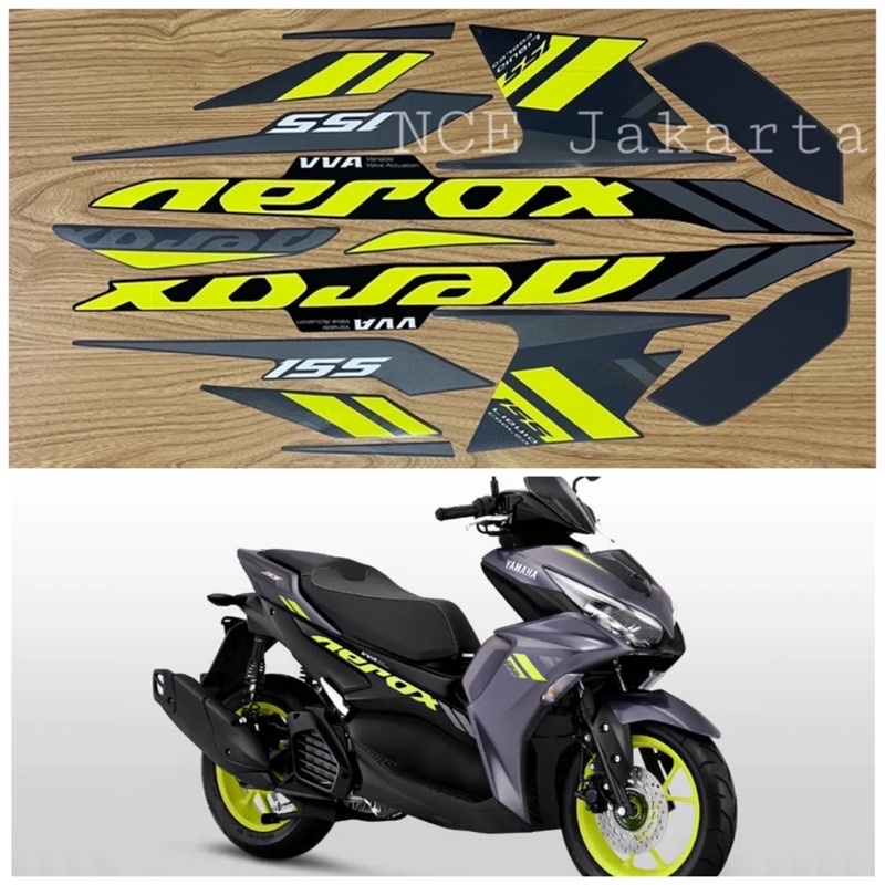 STIKER STRIPING MOTOR AEROX 2021 ABU KUNING DARK GREY YELLOW