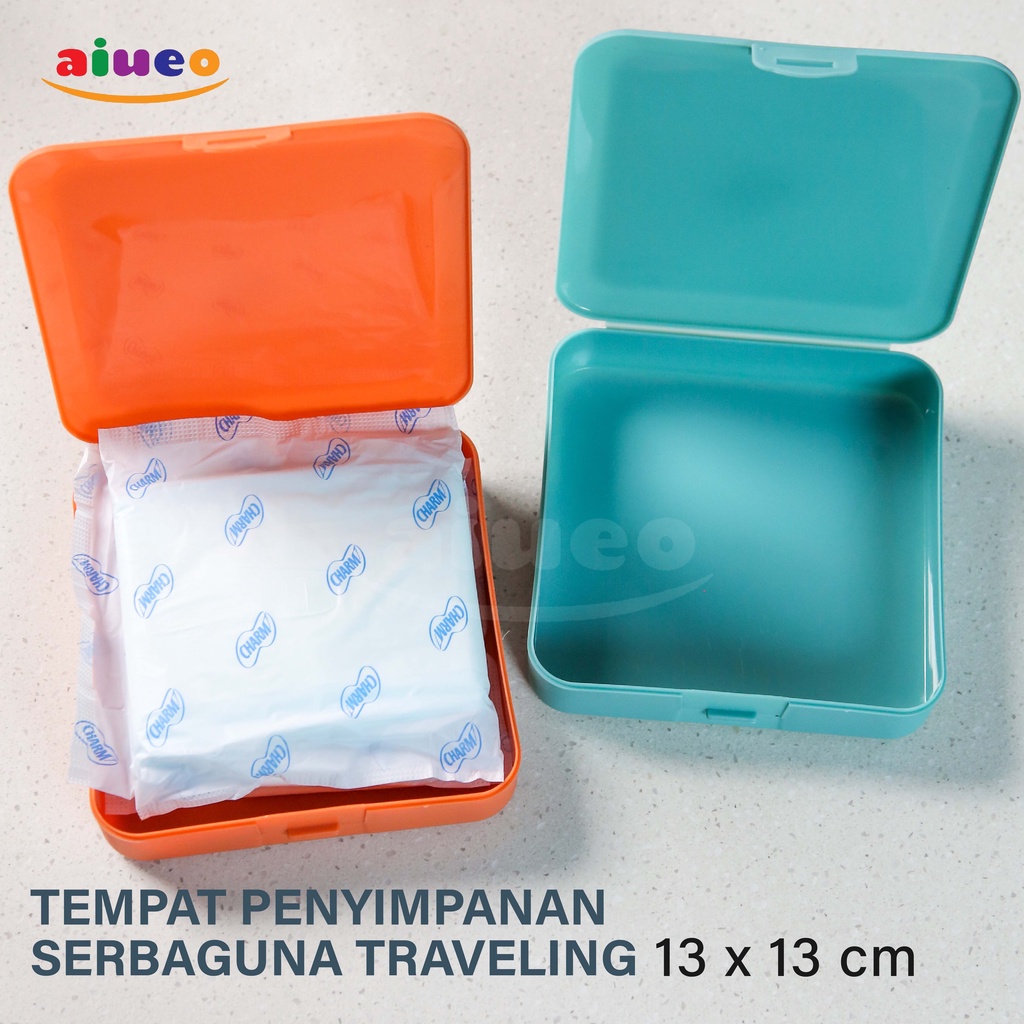 AIUEO | Kotak Pembalut Travel Portable Serbaguna | Kotak penyimpanan | Kotak anti pecah | Kotak masker | Kotak lucu | box | storage