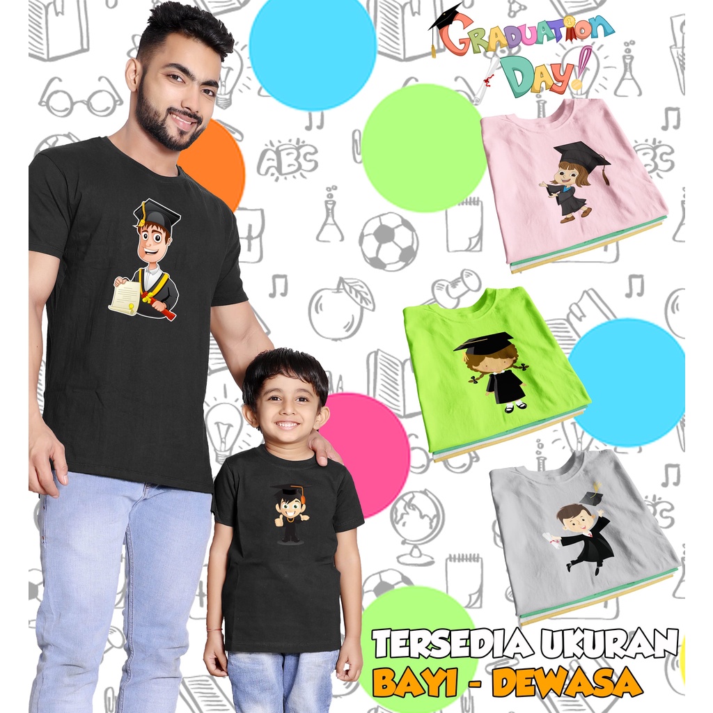 Kaos Graduation Free Custom Tulisan / Nama Anak &amp; Dewasa Laki / Perempuan | Kelulusan Sekolah / Kuliah Bahan Katun Cotton Combed 30s Premium