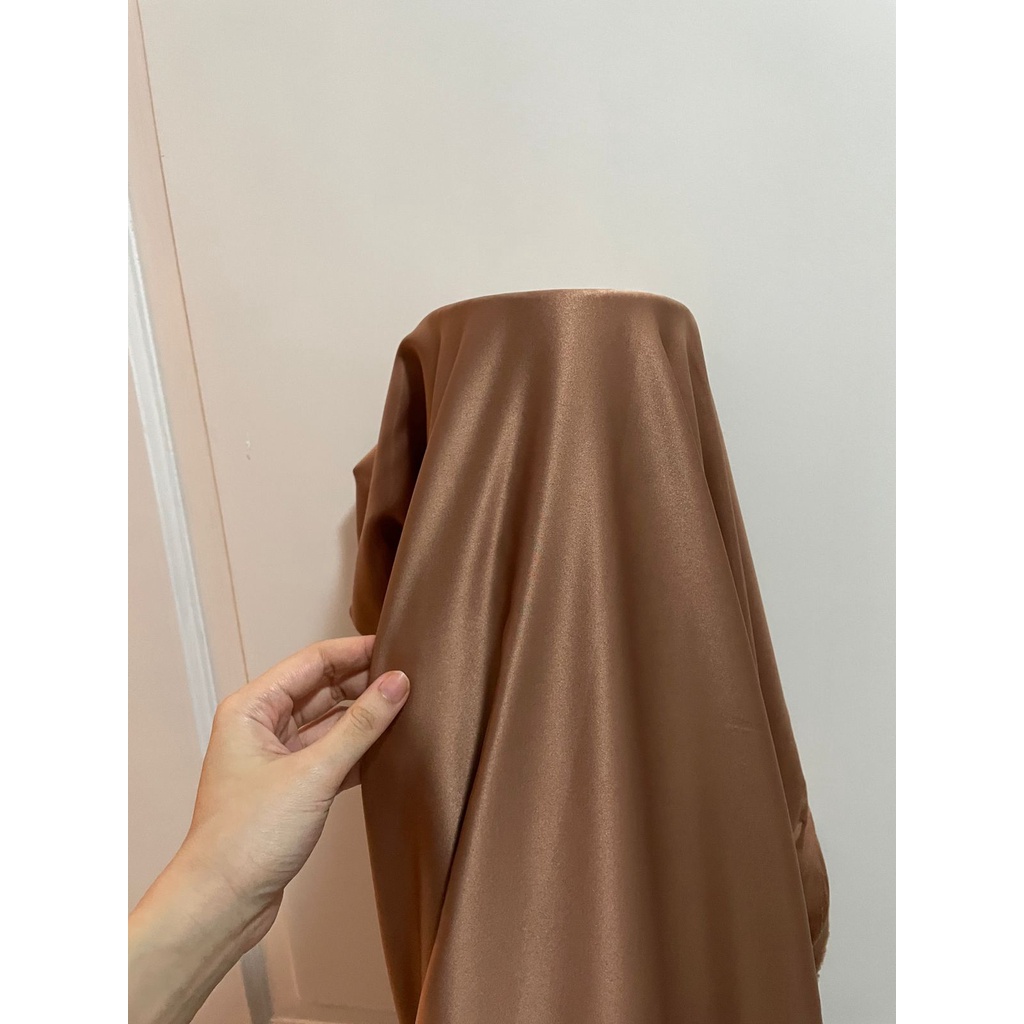 1/2 meter Kain Satin Velvet Premium / Sateen Velvet Premium - Bridesmaid Warna Coklat Almond