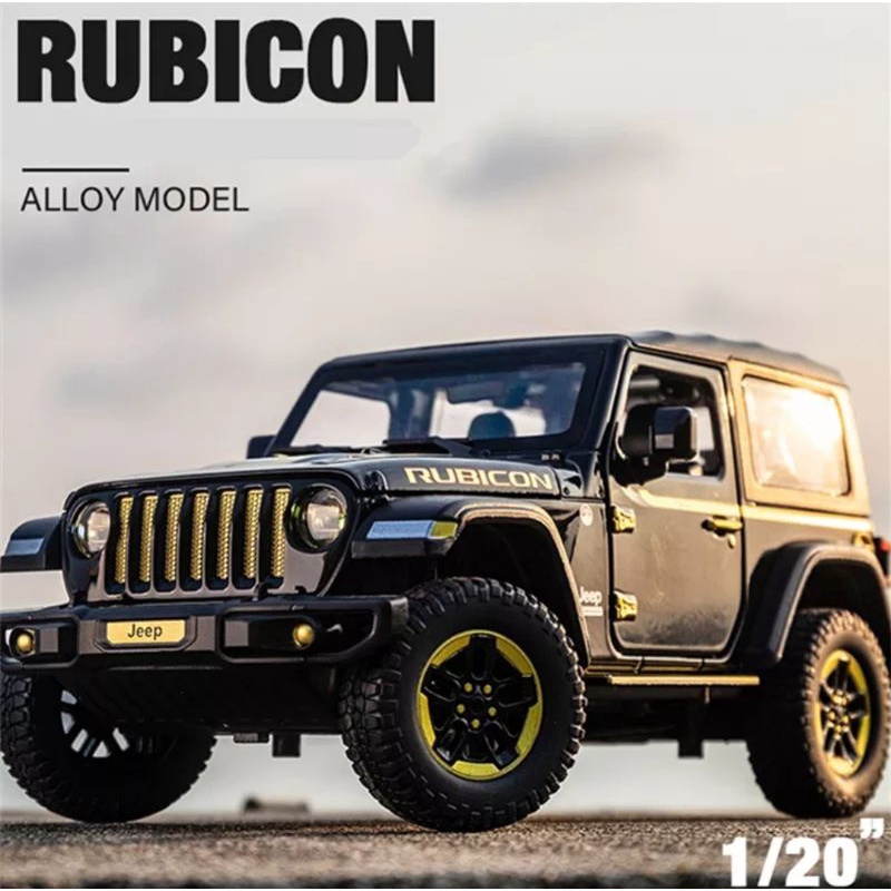 Diecast Mobil Jeep Wrangler Rubicon 1:20 Miniatur Mobil Mobilan Jip Panjang