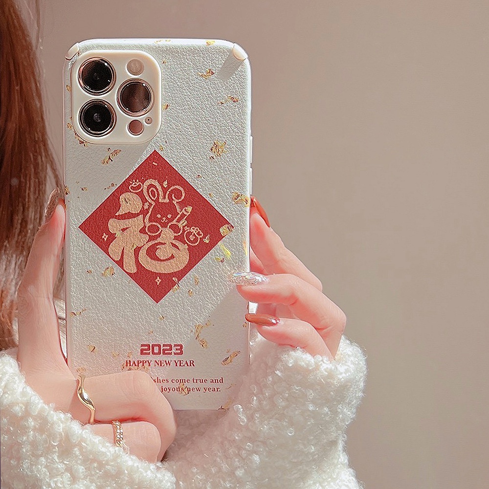 Ins2023tahun Baru Cina Lucu Keberuntungan Kelinci Kartun Silikon Case Untuk Iphone 147x11 12mini 13 PRO MAX Casing Cover Pelindung