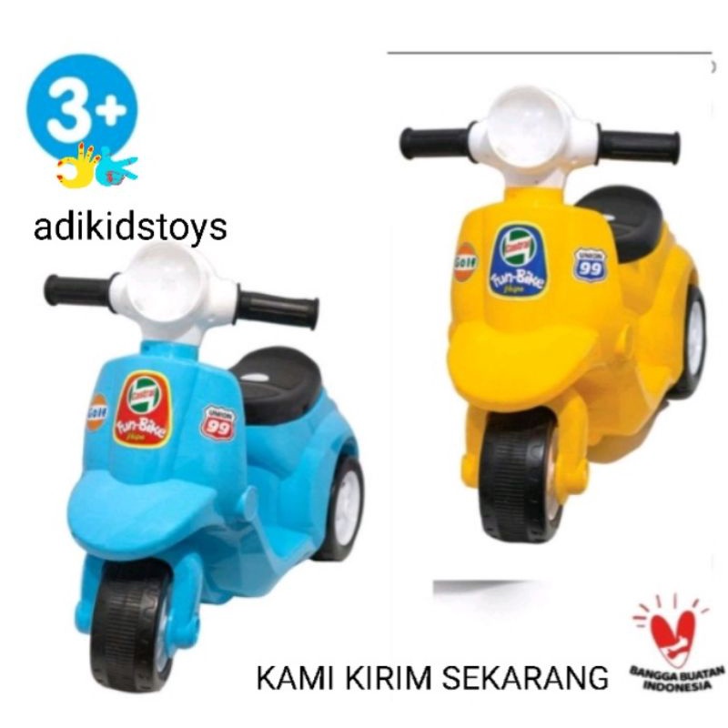 MAINAN MOTOR FUN BIKE VESPA MUSIC LAMPU& NON MUSIC