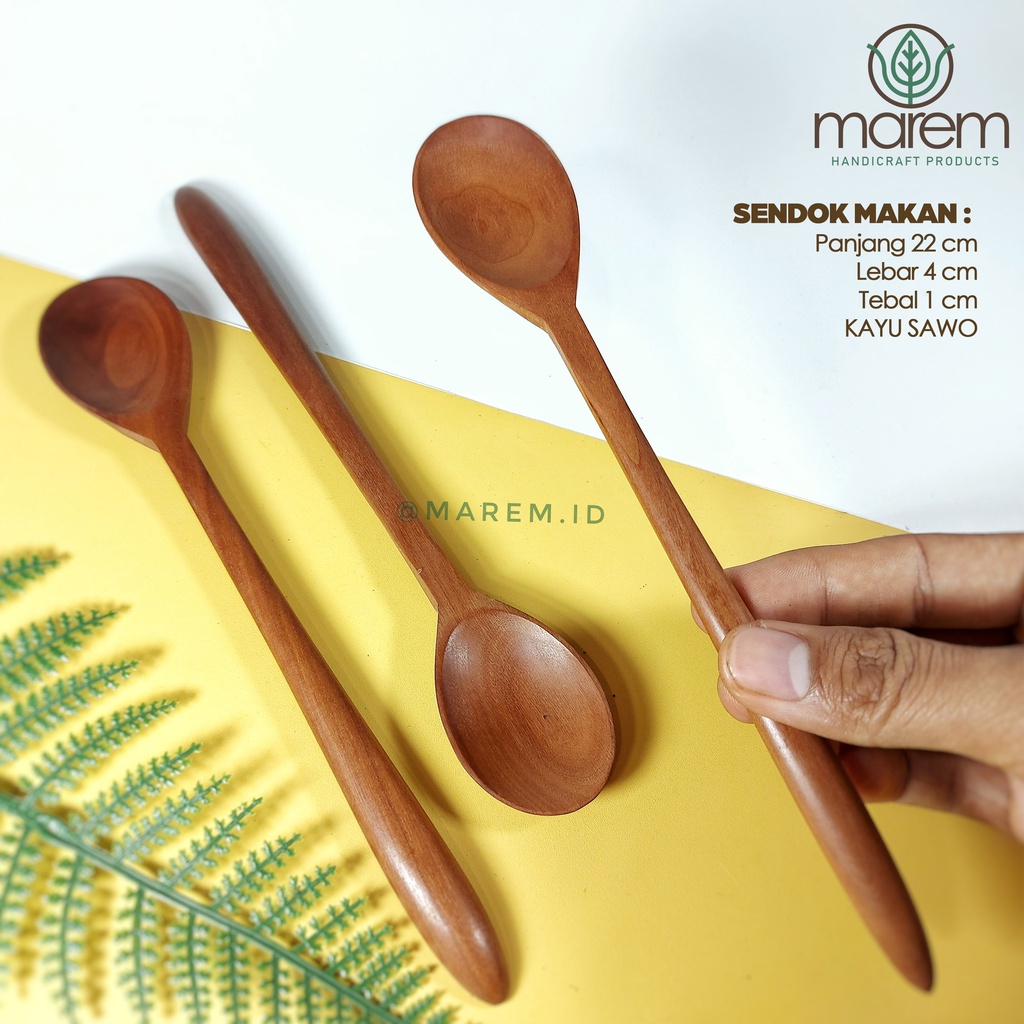 SENDOK KAYU KOREA BULAT DATAR | SENDOK KAYU UNIK | SENDOK KAYU PANJANG MUKBANG