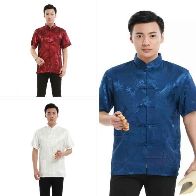 PROMO.... Cheongsam Lengan Pendek Pria Merah Maroon.