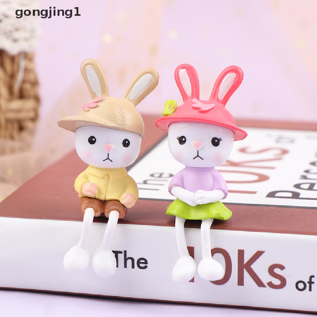 Ggg Patung Dekorasi Pemandangan Miniatur Kelinci Kaki Panjang Resin Lucu Home Decor ID