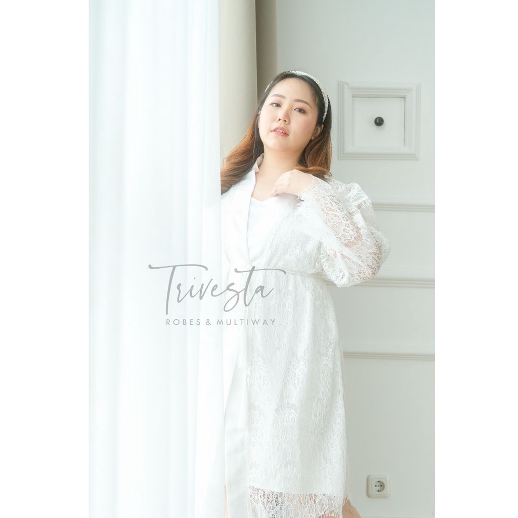 [BIG SIZE] Milaca Robe- FAE Collection- Kimono Pengantin Brokat Renda Bride Robe Wedding Robe