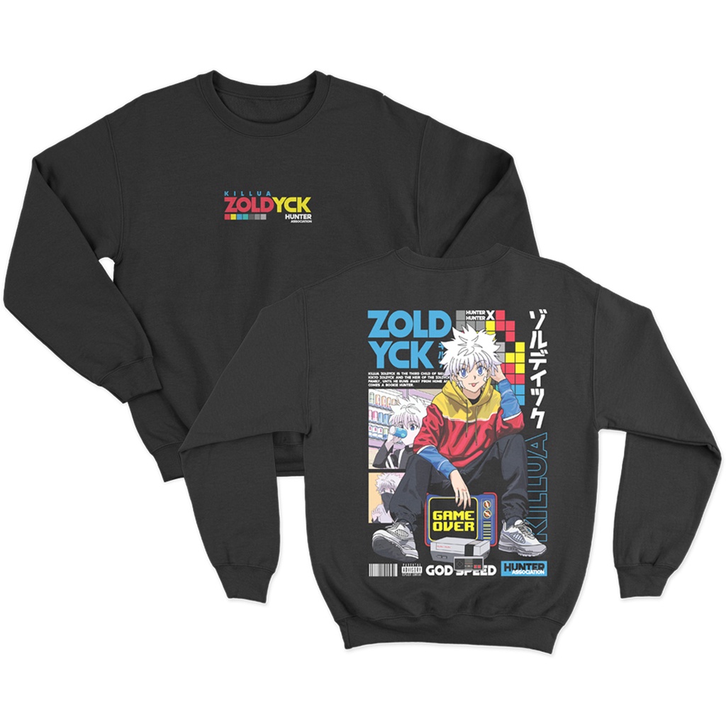 Basic Sweater Anime Killua Crewneck Pria Wanita