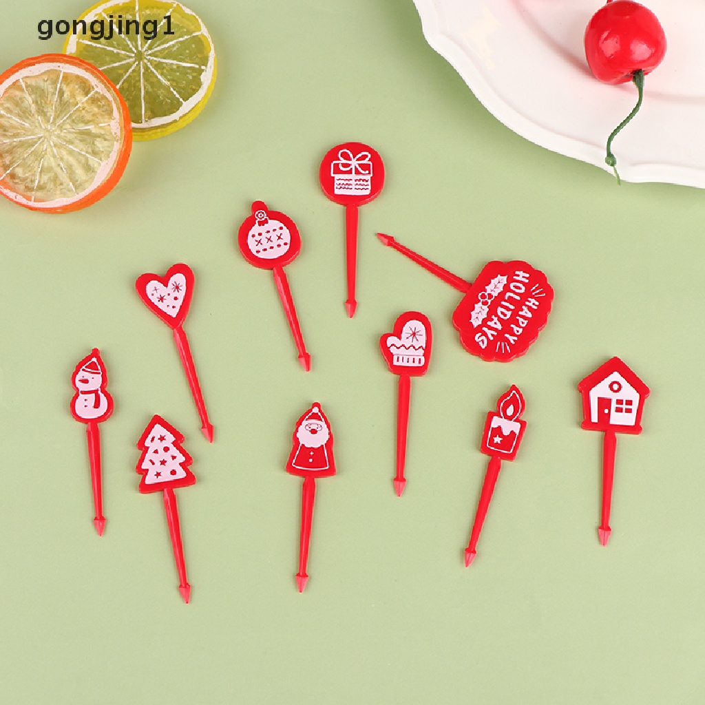 Ggg 5 Pcs/9 Pcs Lucu Kartun Natal Buah Garpu Anak Snack Dessert Picks Tookpick ID