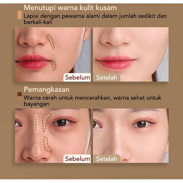 [100% Ori] Korea Tri Color Concealer Color Corrector Coverage Spots Dark Circles Conceler Waterpoof Palette Menutupi Noda Bekas Jerawat Lingkaran Hitam Menutupi Jerawa