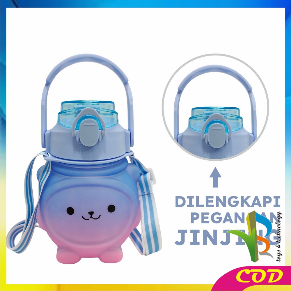 RB-C589 C592 Botol Minum Anak Boneka Bear Beruang 1 Liter Polos Gradasi / Tumbler Minum Anak Karakter Bear Gemoy Pelangi