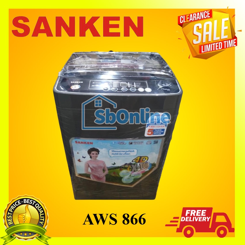 MESIN CUCI SANKEN AWS 866 PP / 7 KG 1 TABUNG TOP LOADING