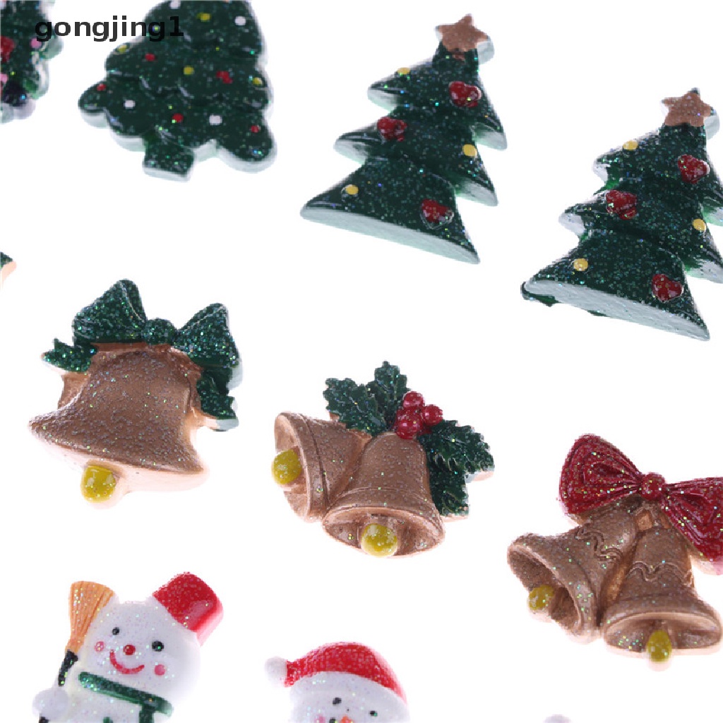 Ggg 10pcs Rumah Boneka Dekorasi Natal Snowman Pohon Diy Mini Dekorasi Jepit Rambut Craft Phone Decor ID